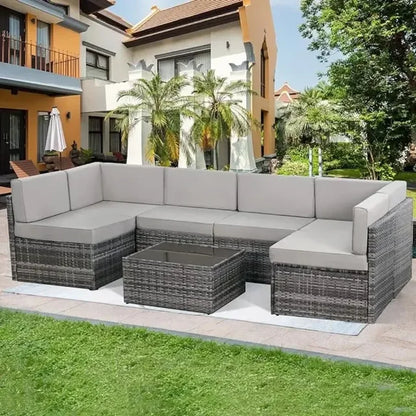 TerraVista Wicker Sectional - 7 Piece Modular Outdoor Furniture Set.