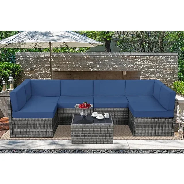 TerraVista Wicker Sectional - 7 Piece Modular Outdoor Furniture Set.