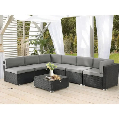 TerraVista Wicker Sectional - 7 Piece Modular Outdoor Furniture Set.