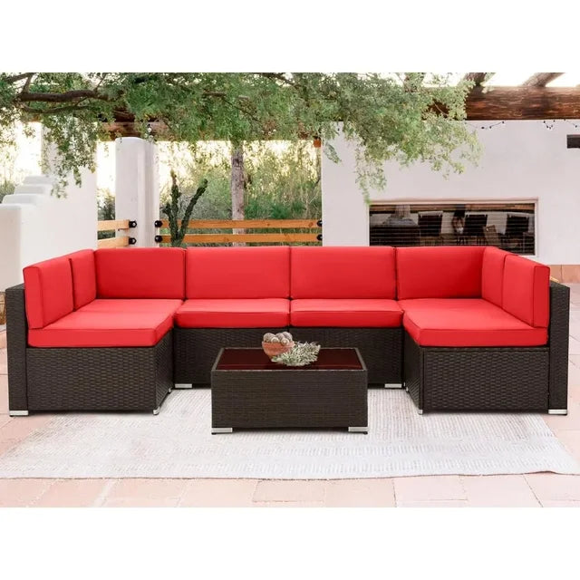 TerraVista Wicker Sectional - 7 Piece Modular Outdoor Furniture Set.