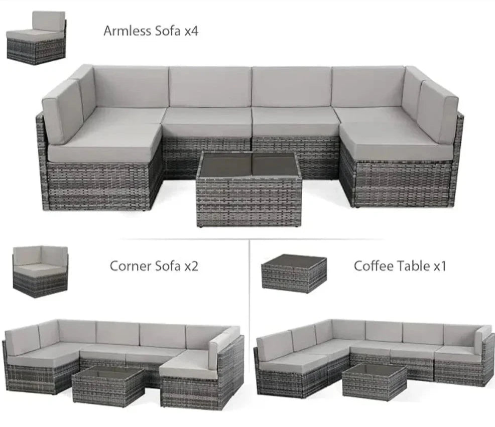 TerraVista Wicker Sectional - 7 Piece Modular Outdoor Furniture Set.