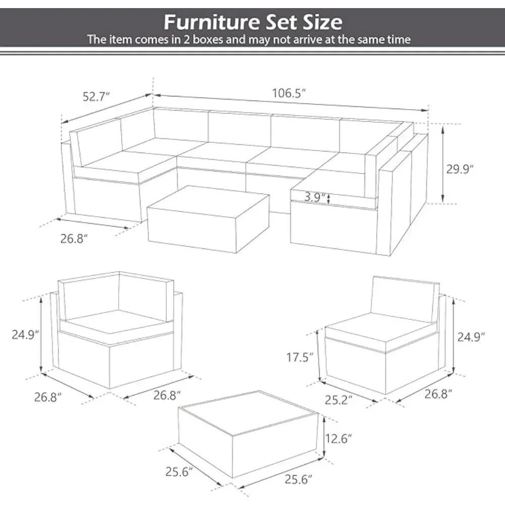 TerraVista Wicker Sectional - 7 Piece Modular Outdoor Furniture Set.