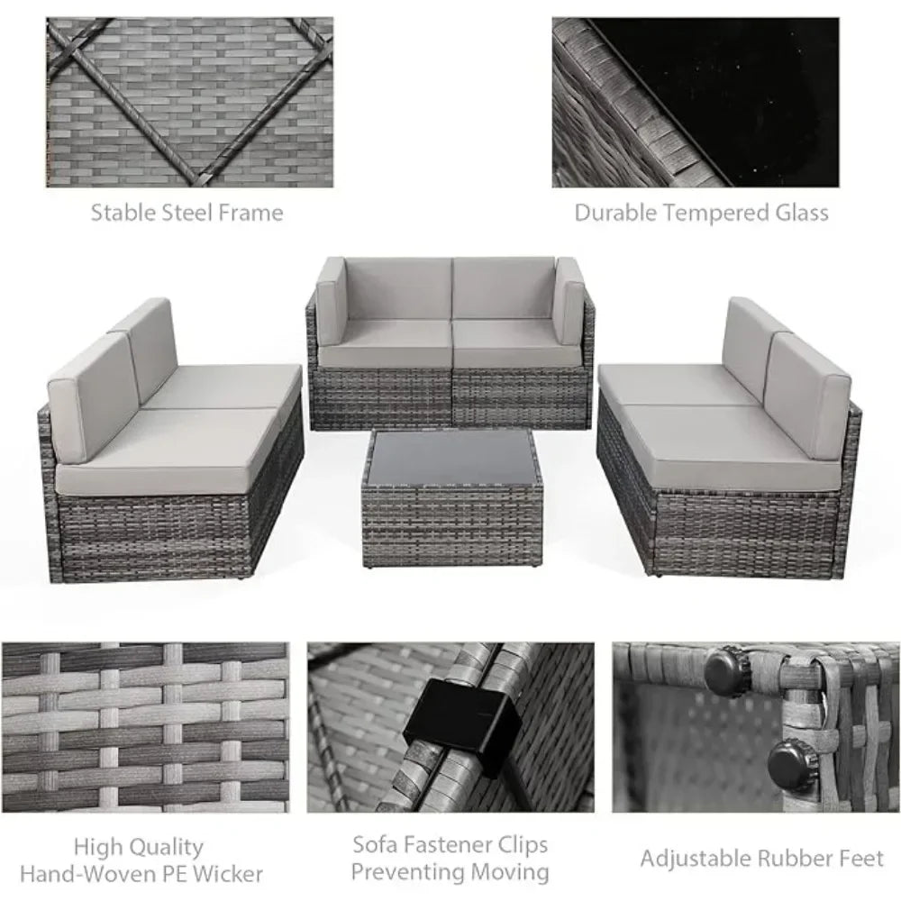 TerraVista Wicker Sectional - 7 Piece Modular Outdoor Furniture Set.