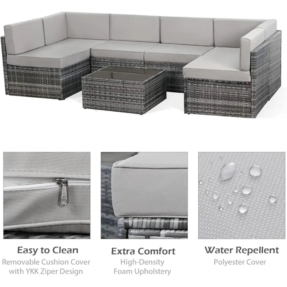 TerraVista Wicker Sectional - 7 Piece Modular Outdoor Furniture Set.