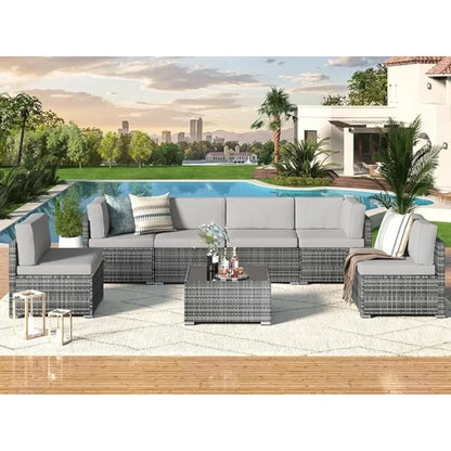 TerraVista Wicker Sectional - 7 Piece Modular Outdoor Furniture Set.