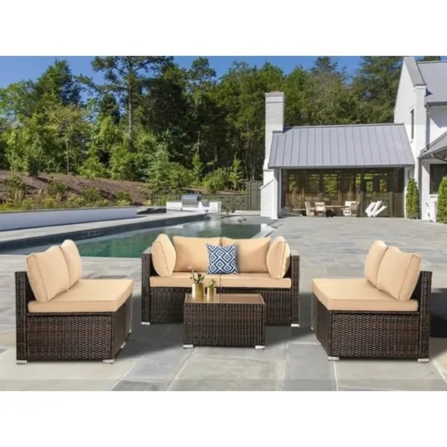 TerraVista Wicker Sectional - 7 Piece Modular Outdoor Furniture Set.