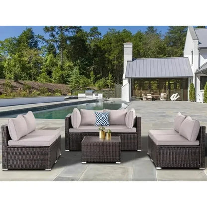 TerraVista Wicker Sectional - 7 Piece Modular Outdoor Furniture Set.